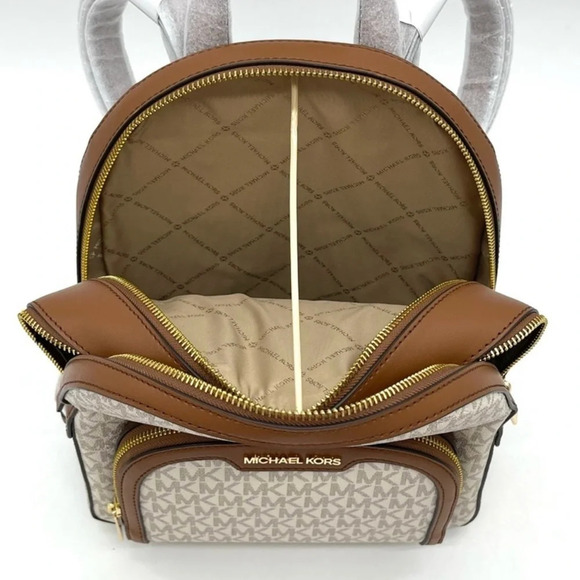 Michael Kors Jaycee Medium Zip Packet Backpack & LG Trifold Wallet Vanilla (NWT) - Picture 10 of 13